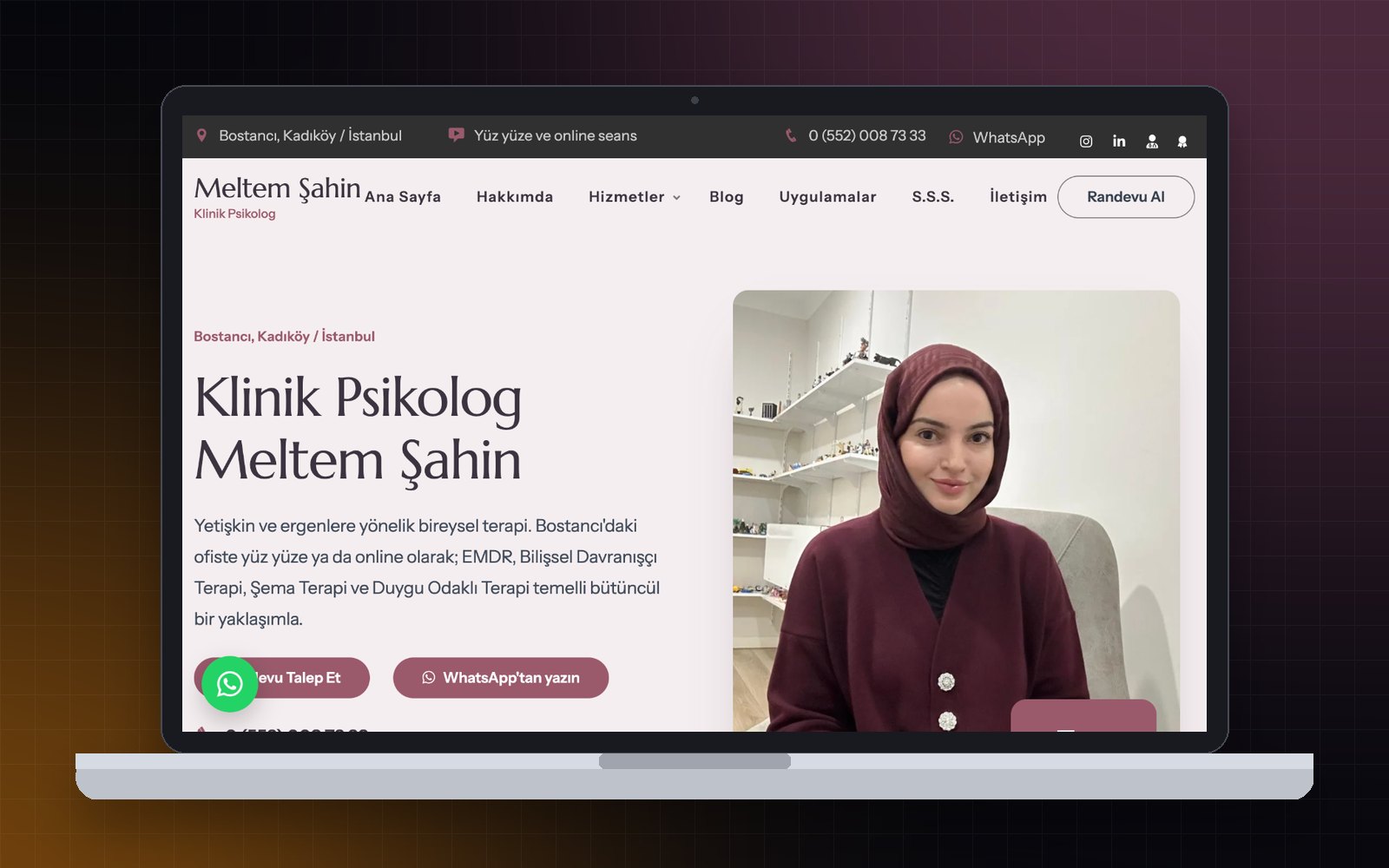 Psikolog Meltem Şahin web sitesi tasarımı