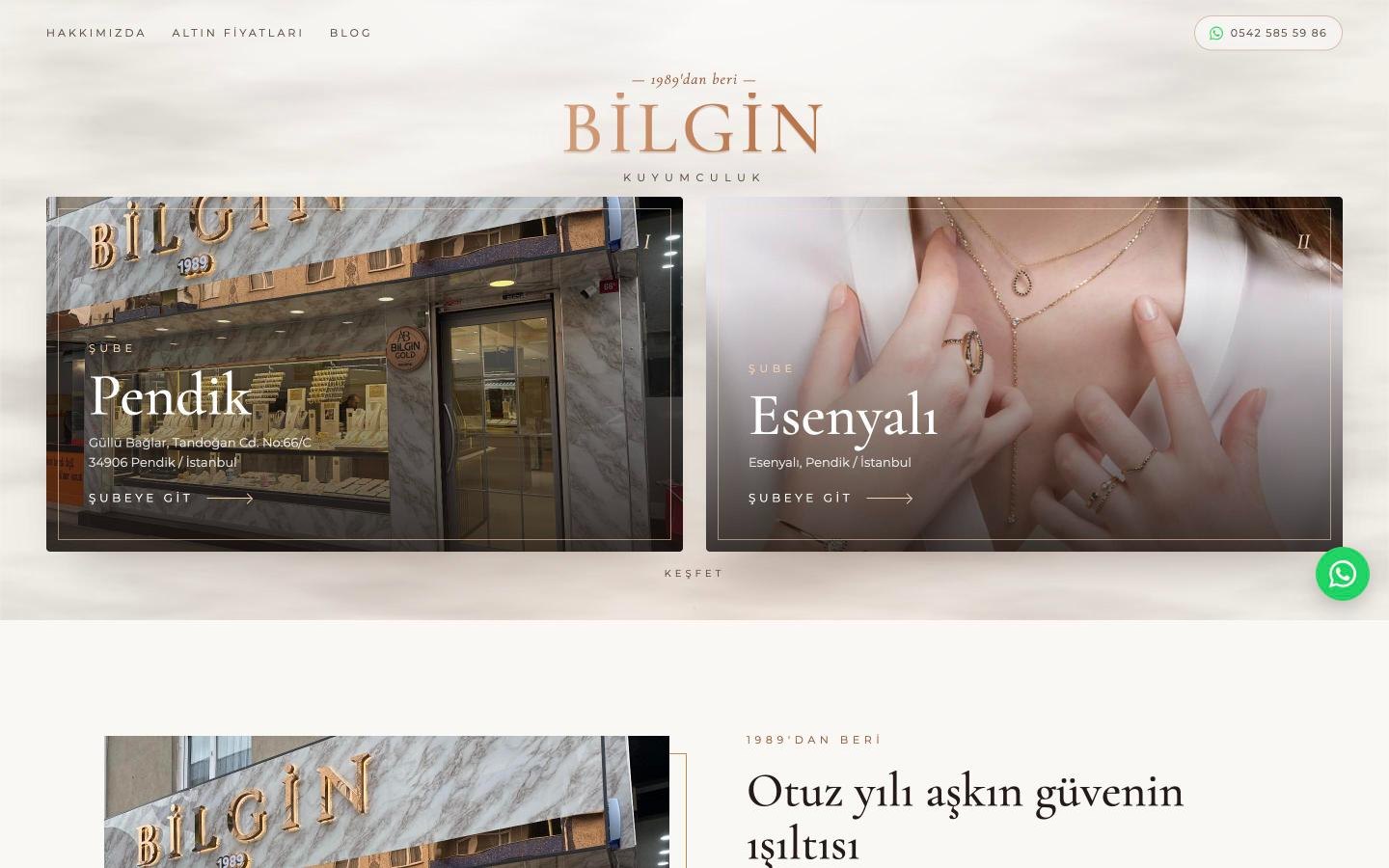 Bilgin Kuyumculuk web sitesi tasarımı