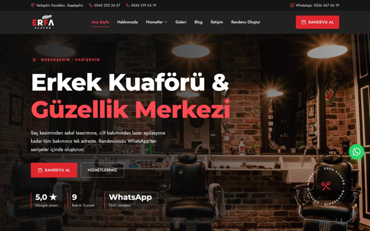 ERFA Kuaför web sitesi tasarımı