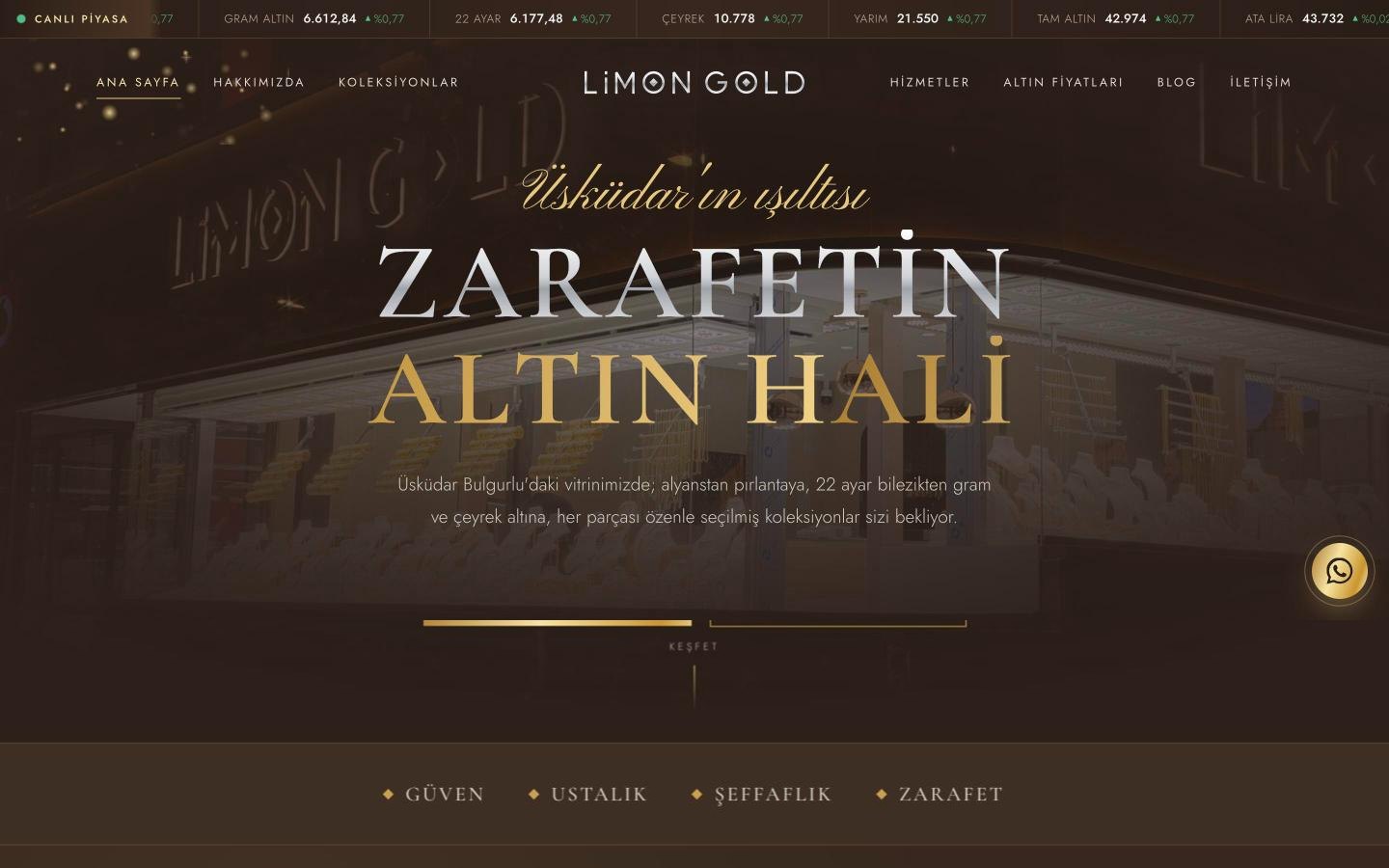 Limon Gold Kuyumculuk web sitesi tasarımı